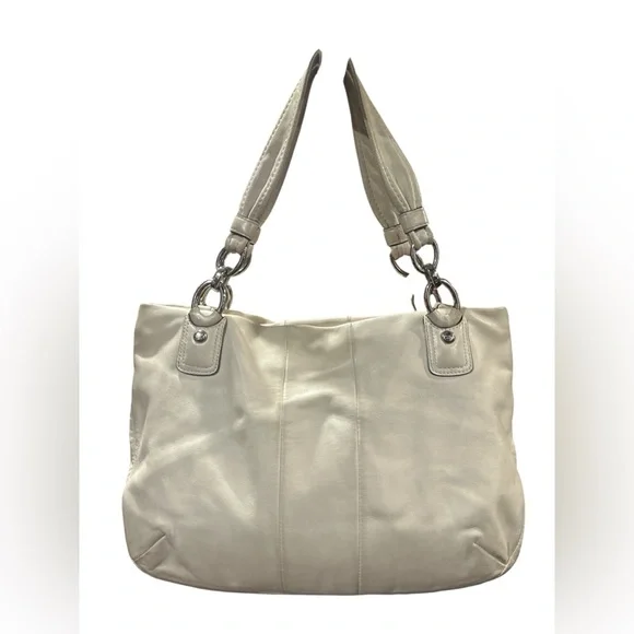 Coach White Shoulder Bag with Yellow Scarf Accent